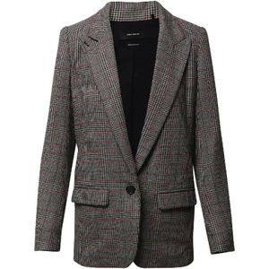 Isabel Marant Pre-owned, Pre-owned, Dames, Grijs, S, Polyester, Oversized Geruite Polyester Blazer