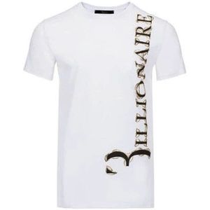 Billionaire, Tops, Heren, Wit, S, Katoen, Wit Logo Print Katoenen T-Shirt
