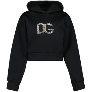 Dolce & Gabbana, Sweatshirts & Hoodies, Dames, Zwart, S, Korte mouwen hoodie