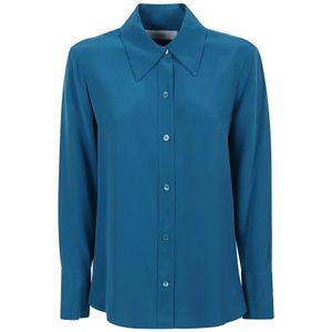 Equipment, Blouses & Shirts, Dames, Blauw, M, Zijden shirt met zijsplitten