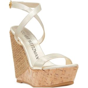 Stuart Weitzman, Schoenen, Dames, Grijs, 39 EU, Jute, Glamour Sleehaksandaal