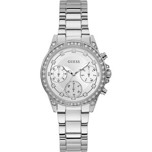 Guess, Gemini Zilver Zirconia Analoog Horloge Grijs, Dames, Maat:ONE Size