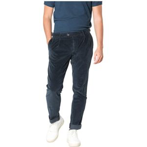 Mason's, Genova Style Fluwelen Chino Broek Blauw, Heren, Maat:4XL