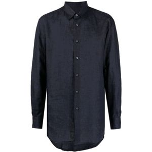 Brioni, Blouses Shirts Blauw, Heren, Maat:S