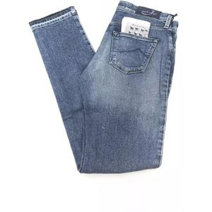 Jacob Cohën, Jeans, Dames, Blauw, W26, Denim, Blauwe Slim Fit Jeans met Franjes