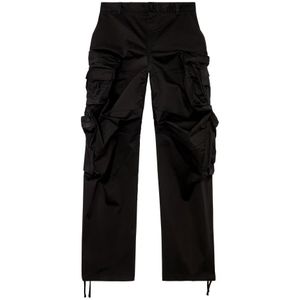 Diesel, Cargo pants in stretch cotton satin Zwart, Heren, Maat:S