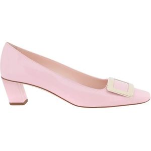 Roger Vivier, Schoenen, Dames, Roze, 40 EU, Leer, Iconische Square Buckle Lakleren Pumps