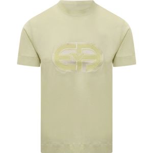 Emporio Armani, Groene T-shirt met korte mouwen en geborduurd logo Groen, Heren, Maat:XL