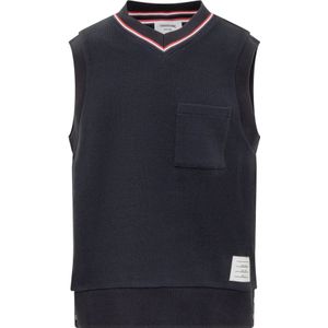 Thom Browne, V Neck Vest Gilet Blauw, Heren, Maat:M