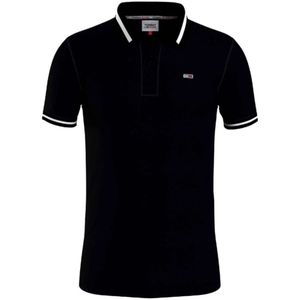 Tommy Hilfiger, Tops, Heren, Zwart, XL, Zwarte Tipped Stretch Polo Shirt