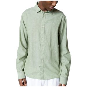 Clean Cut, Overhemden, Heren, Groen, S, Katoen, Katoen Linnen Shirt voor Casual Look