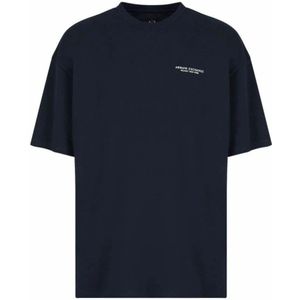 Armani Exchange, Tops, Heren, Blauw, M, Katoen, Basis T-shirt