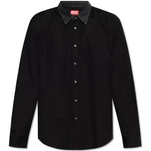 Diesel, Overhemden, Heren, Zwart, L, Katoen, ‘S-Holls’ shirt