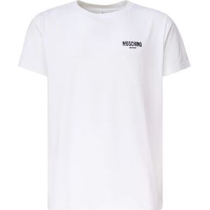 Moschino, Tops, Heren, Wit, L, Katoen, Witte T-shirts en Polos