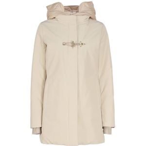 Fay, Beige Nylon Jas met Grote Capuchon Geel, Dames, Maat:L