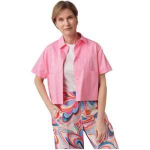 Luisa Cerano, Blouses & Shirts, Dames, Roze, S, Katoen, Roze Blouse met Kraag en Zakken