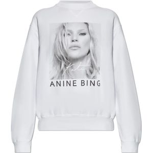 Anine Bing, Sweatshirts & Hoodies, Dames, Wit, XS, Gedrukte Sweatshirt