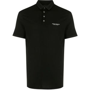 Armani Exchange, Contrast Logo Polo Shirts Zwart, Heren, Maat:S