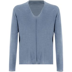 Fabiana Filippi, Truien, Dames, Blauw, L, Kasjmier, Elegante Cashmere Zijden V-Hals Trui