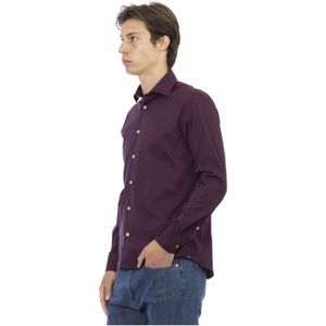 Baldinini, Overhemden, Heren, Rood, 3Xl, Slim Herenshirt met Italiaanse Kraag