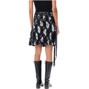 Jean Paul Gaultier, Rokken, Dames, Zwart, S, Wol, Tartan Mesh Mini Rok Zwart Wit