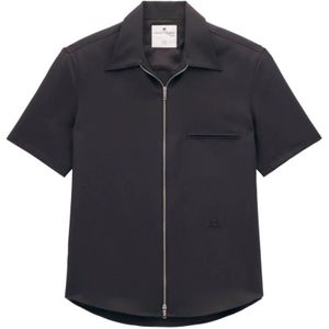 Courrèges, Overhemden, Heren, Zwart, S, Short Sleeve Shirts