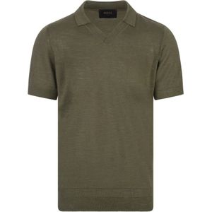 Hugo Boss, Groene Zijden Polo Sweater Geribbelde Manchetten Groen, Heren, Maat:L