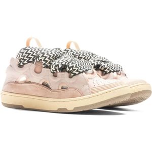 Lanvin, Schoenen, Dames, Roze, 36 EU, Leer, Roze Leren Sneakers Aw 23