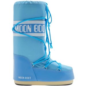 Moon Boot, Schoenen, Dames, Blauw, 39 EU, Nylon, Hoge Iconische Nylonlaarzen - Alaskan Blue
