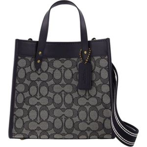 Coach, Field Tote 22 Navy Jacquard Tas Blauw, Dames, Maat:ONE Size