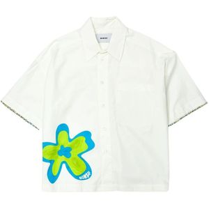 Bonsai, Overhemden, Heren, Wit, M, Katoen, Short Sleeve Shirts