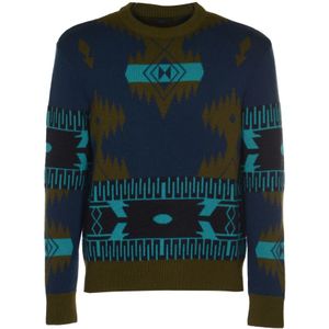 Alanui, Luxe Wol Ronde Hals Pullover Blauw, Heren, Maat:M