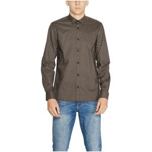 Antony Morato, Overhemden, Heren, Bruin, XS, Katoen, Bruine Geometrische Katoenen Shirt Knoopsluiting