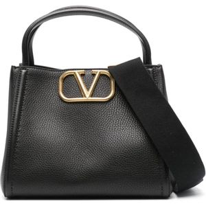 Valentino Garavani, Tassen, Dames, Zwart, ONE Size, Suède, Zwarte Tote Tas met Dubbele Handvatten