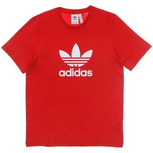 Adidas, Tops, Heren, Rood, L, Katoen, Trefoil Logo Heren T-shirt Rood/Wit