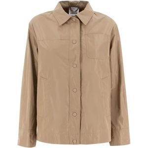 Aspesi, Camel Ss 24 Waterdichte Nylon Jas Beige, Dames, Maat:XS