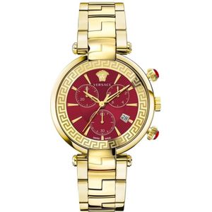 Versace, Accessoires, Dames, Geel, ONE Size, Gouden Chronograaf Horloge met Datum
