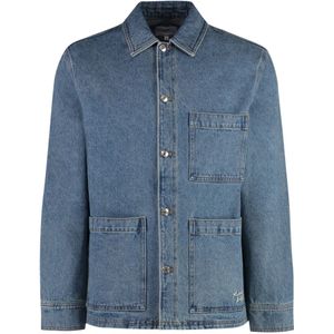 Maison Kitsuné, Jassen, Heren, Blauw, M, Katoen, Denim Jack Contraststiksels 100% Katoen