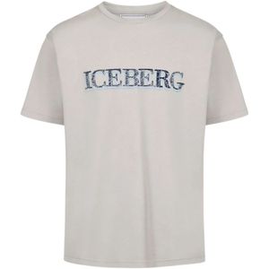 Iceberg, Tops, Heren, Grijs, M, Katoen, Grijze T-shirt met logo