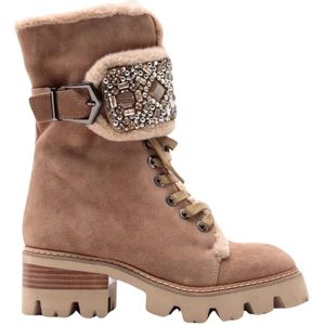 Alma EN Pena, Studded Leren Enkellaarzen Bruin, Dames, Maat:40 EU