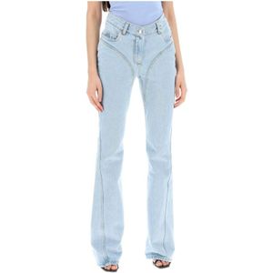 Mugler, Flared Jeans Blauw, Dames, Maat:S