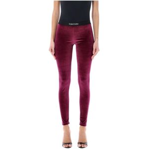 Tom Ford, Paarse Merk Leggings met Elastische Tailleband Paars, Dames, Maat:S