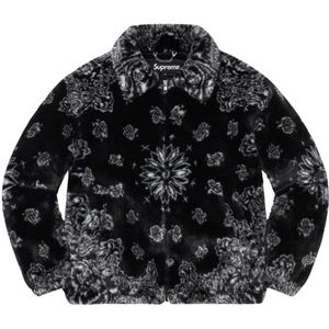 Supreme, Jassen, Heren, Zwart, S, Nepbont, Bandana Faux Fur Bomber Jacket Zwart