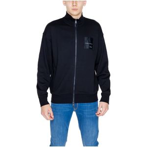 Armani Exchange, Sweatshirts & Hoodies, Heren, Zwart, XS, Katoen, Zwarte Coltrui Rits Sweatshirt