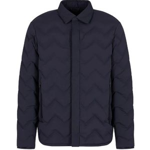 Emporio Armani, Jassen, Heren, Blauw, L, Polyester, Blauwe Chevron Gewatteerde Puffer Jas 6R1B85-1Nfgz