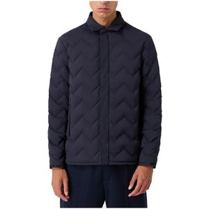 Emporio Armani, Jassen, Heren, Blauw, M, Polyester, Blauwe Chevron Gewatteerde Puffer Jas 6R1B85-1Nfgz