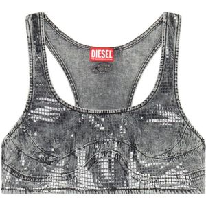 Diesel, Sleeveless Tops Grijs, Dames, Maat:S