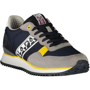 Napapijri, Schoenen, Heren, Veelkleurig, 44 EU, Polyester, Blauwe Vetersneaker met Contrastdetails