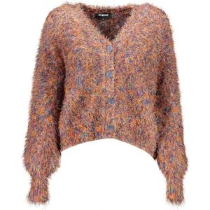 Desigual, Truien, Dames, Veelkleurig, XL, Multicolor Knoop Cardigan Sweater
