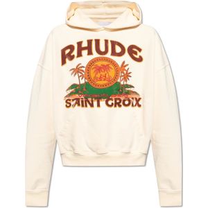 Rhude, Sweatshirts & Hoodies, Heren, Beige, M, Katoen, Katoenen hoodie